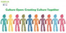 Culture Open project banner showing drawing of people holding hands and a text Culture Open Creating Culture Together